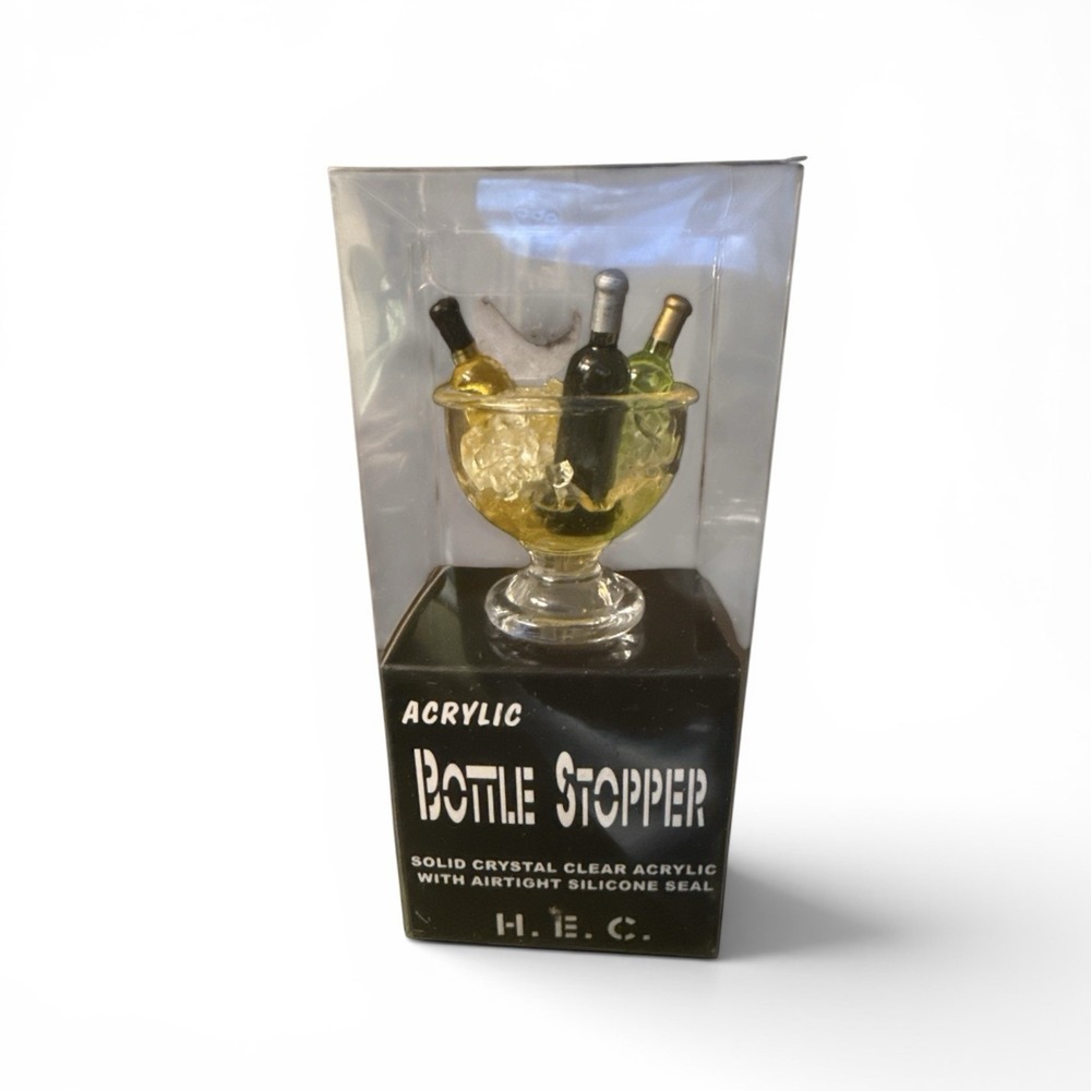 H.E.C. Acrylic Bottle Stopper Wine Ice Bucket Miniature Bottles Bar Decor